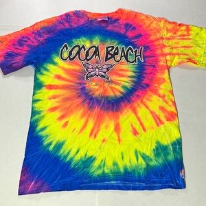 Cocoa Beach Florida tie dye tee t-shirt sz medium NWOT butterfly neon